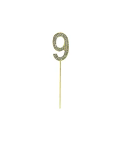 Gold Diamond Cake Topper Number 9
