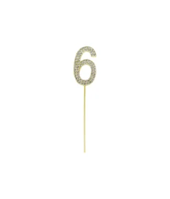 Gold Diamond Cake Topper Number 6