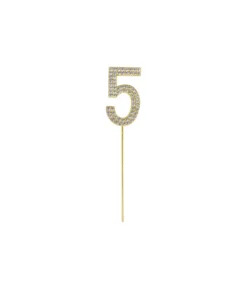Gold Diamond Cake Topper Number 5