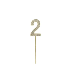 Gold Diamond Cake Topper Number 2