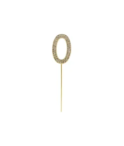 Gold Diamond Cake Topper Number 0