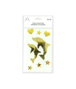 Gold Dolphin Mirror stickers 19.5x10cm