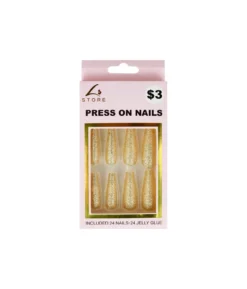 Gold Glitter Press On Nails 24pc