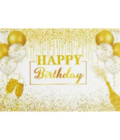 Gold Happy Birthday Banner Backdrop 100x150cm