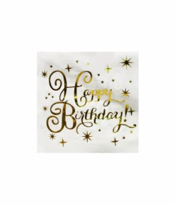 Gold Happy Birthday Large Paper Napkins 20pc
