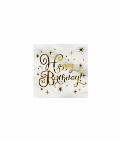 Gold Happy Birthday Paper Napkins Small 20pc
