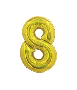 Gold Holographic Foil Number Balloon 8