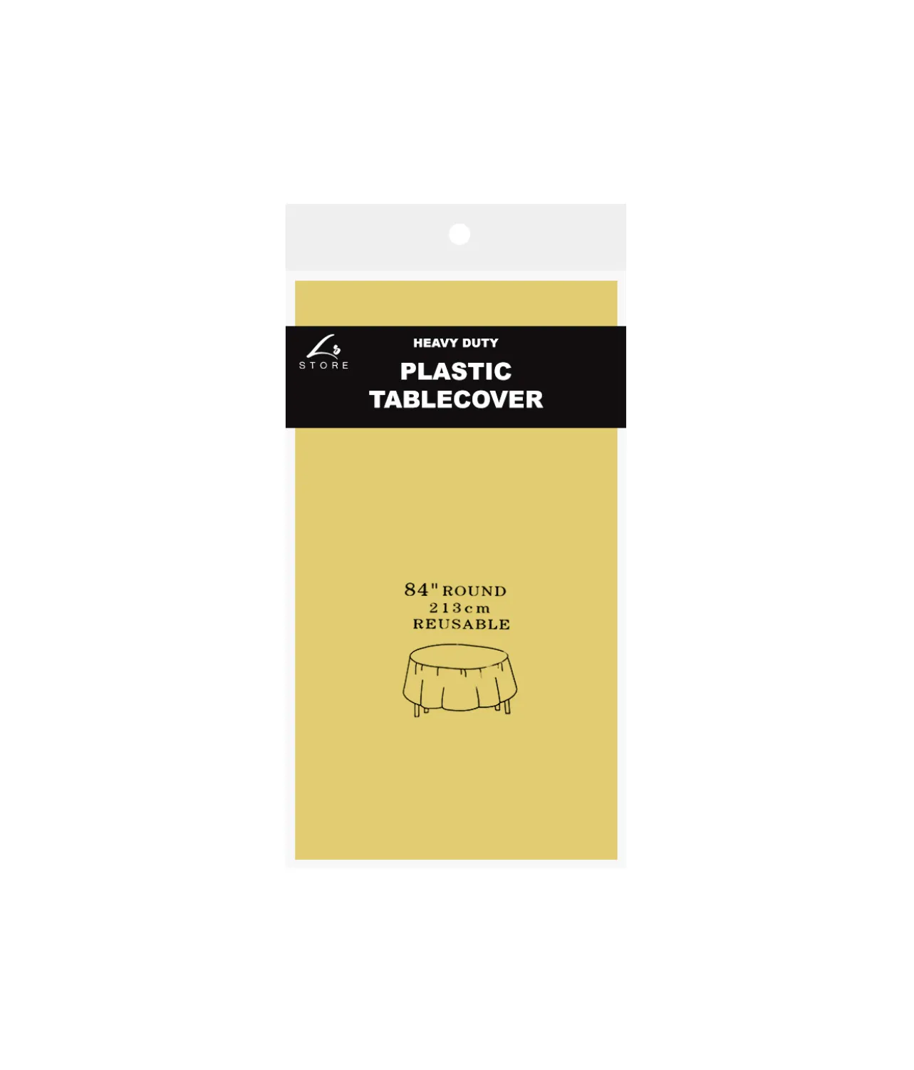 Gold Round Plastic Tablecover 213x213cm