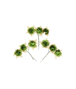 Green Artificial Craft Rose Flowers 9pc 4.5cm