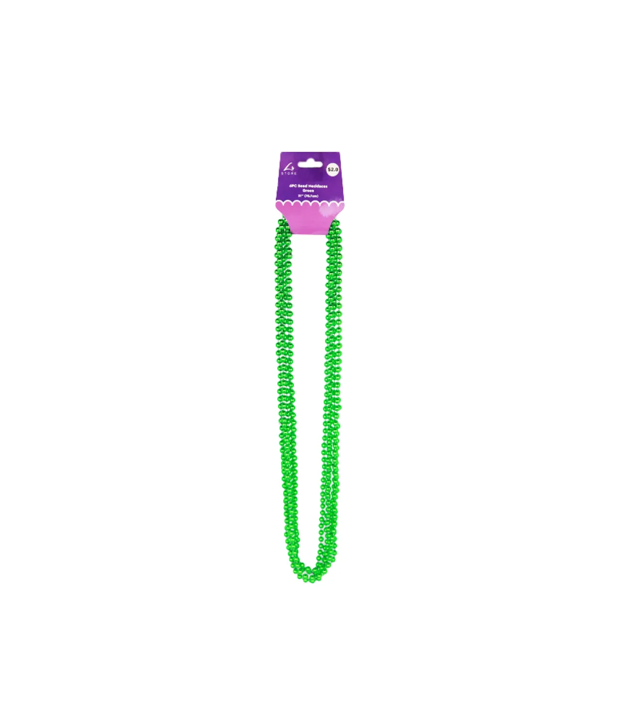 Green Bead Necklaces 78cm 6pk