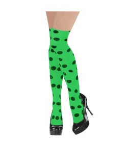 Green Party Stocking with Black Polka Dots