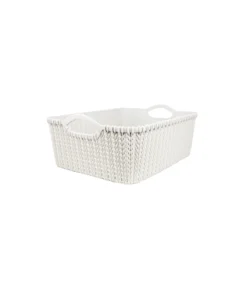 Grey Plastic Rattan Basket 29×22.5x12cm