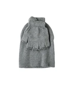 Grey Polyester Beanie & Fingerless Glove Set