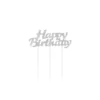 Happy Birthday Silver Cake Topper