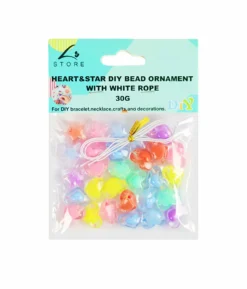 Heart and Star DIY Bead Ornament With White Rope 30g