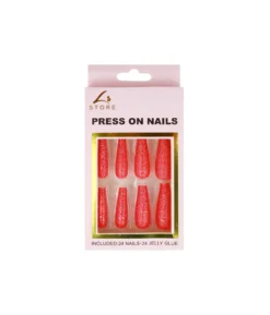 Hot Pink Glitter Press On Nails 24pc