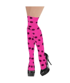 Hot Pink Party Stocking with Black Polka Dots