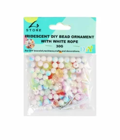 Iridescent Balls and Flowers DIY Bead Ornament With White Rope 30g