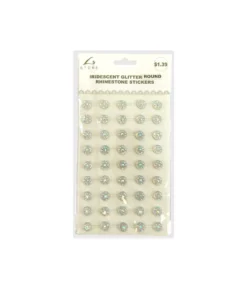 Iridescent Glitter Round Rhinestone Stickers