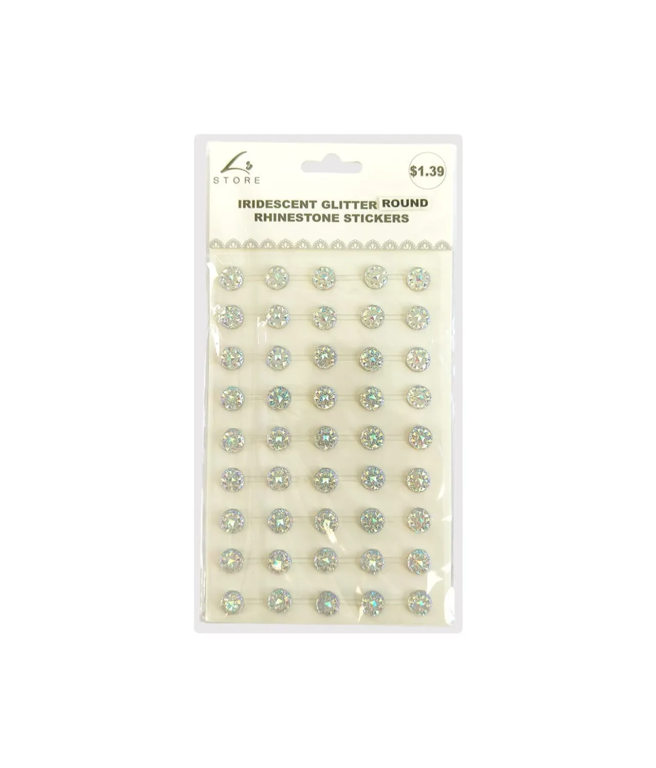 Iridescent Glitter Round Rhinestone Stickers