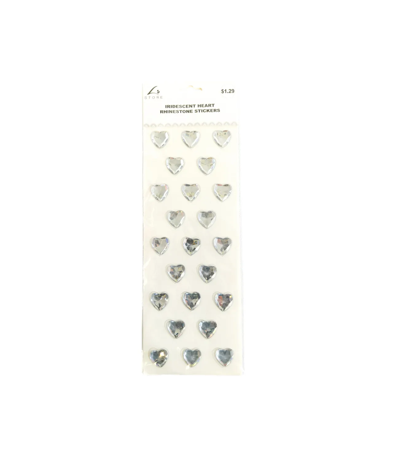 Iridescent Heart Rhinestone Stickers 23pc