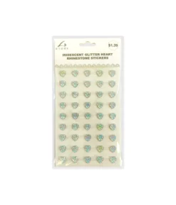 Iridescent Heart Rhinestone Stickers 45pc