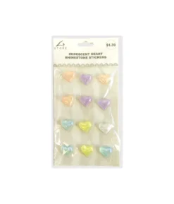 Iridescent Heart Rhinestone Stickers