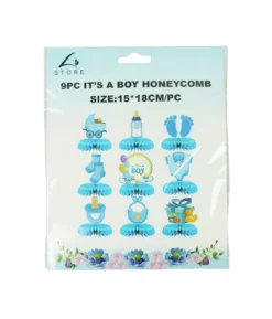 IT’S A Boy Honeycomb Decorations 15x18cm 9PC