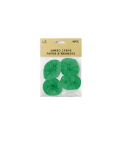 Jumbo Crepe Paper Streamers Green 4pk