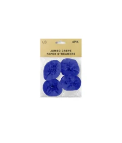 Jumbo Crepe Paper Streamers Royal Blue 4pk