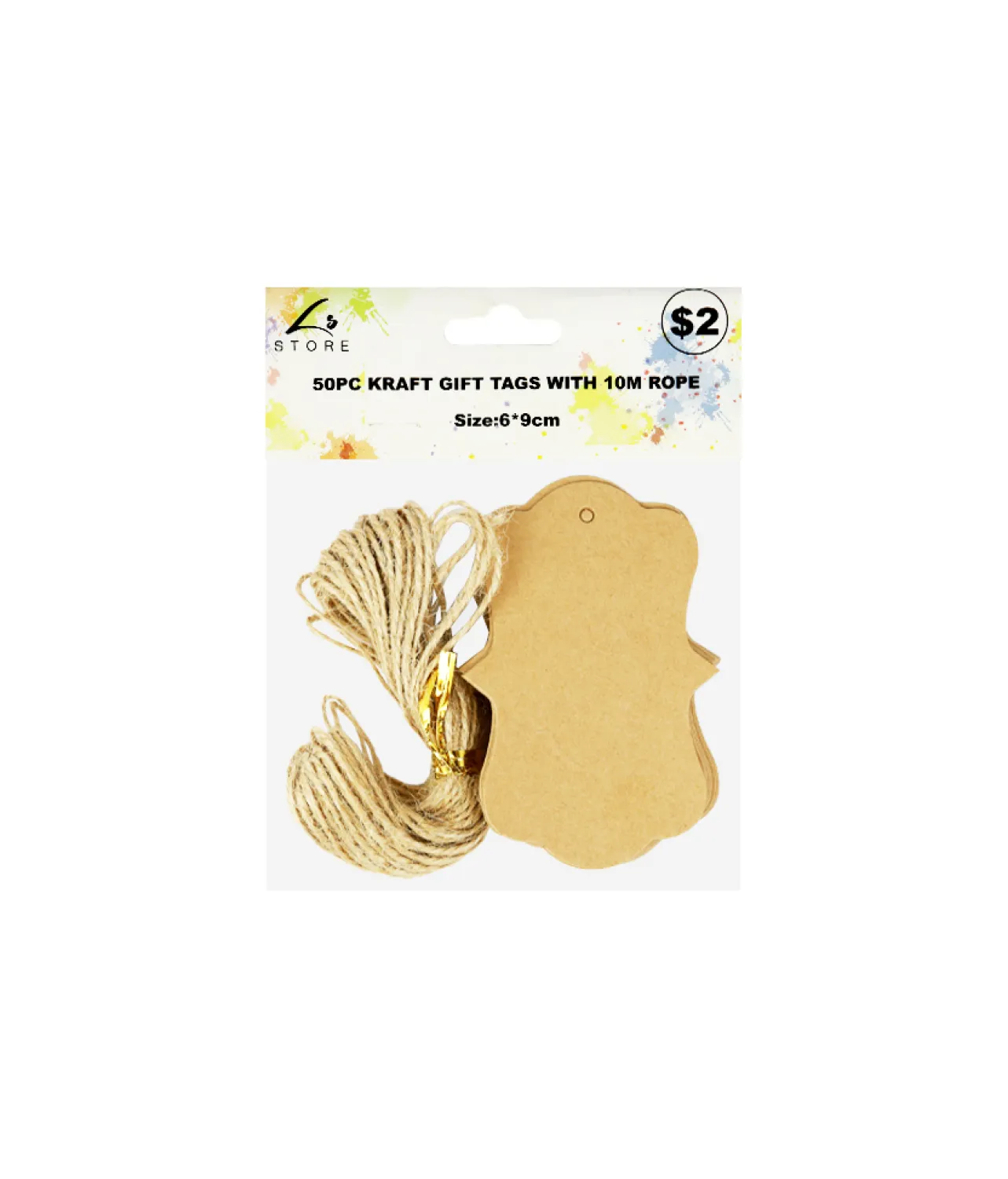 Kraft Gift Tags With String 6x9cm 50pc