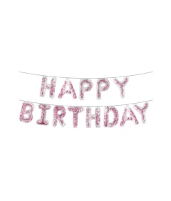Light Pink Confetti Happy Birthday Balloon Banner 16in