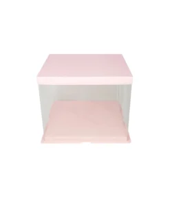 Light Pink Double Layer Transparent Cake Box 8in