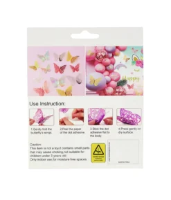 Light Pink 3D Paper Butterfly with Glue 12pc