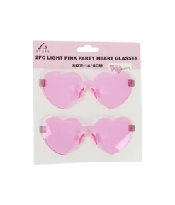 Light Pink Party Heart Glasses 14x6cm 2pc