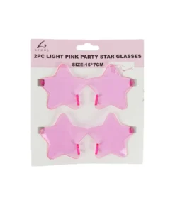Light Pink Party Star Glasses 15x7cm 2pc