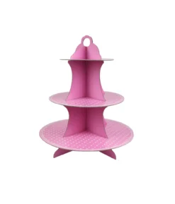 Light Pink with White Dots 3 Tier Cupcake Stand