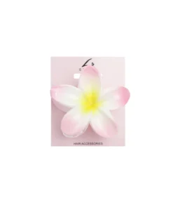 Light Pink & Yellow Frangipani Hair Claw Clip 1pc