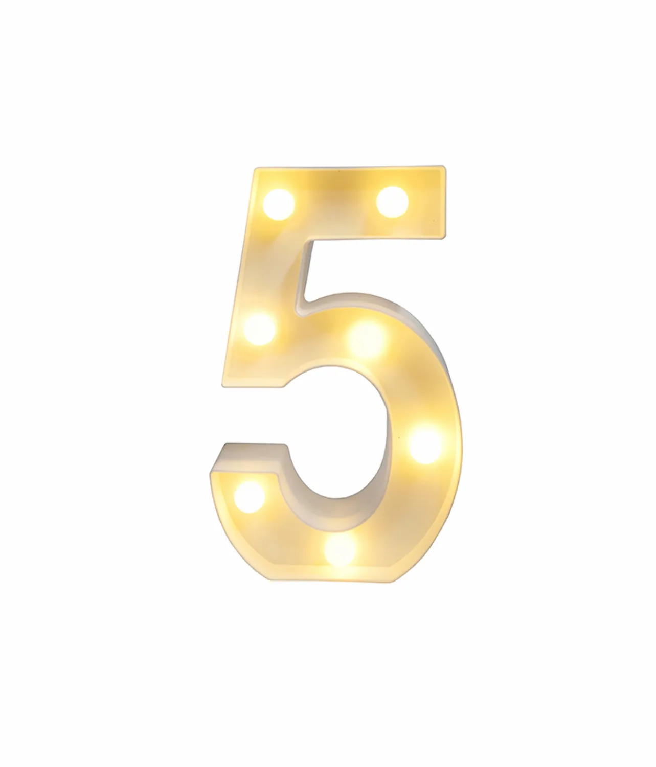Light Up Number 5 Warm White LED