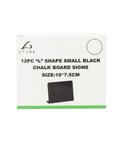 “L” Shaped PVC Small Black Chalk Board Signs 12pc 10×7.5cm