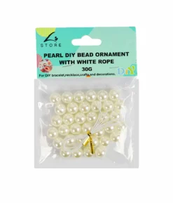 Medium White Pearl DIY Bead Ornament With White Rope 30g