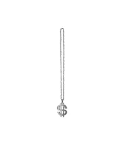 Metal Bling Necklace Silver Dollar Sign