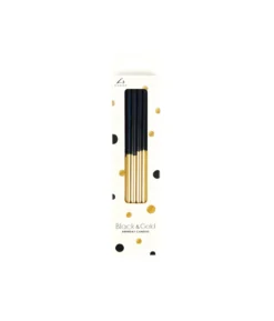 Metallic Gold & Black Birthday Candles 16pc