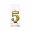 Metallic Gold Number Candle 5