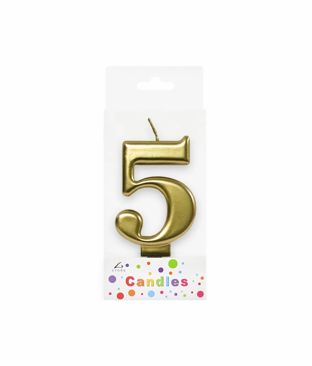 Metallic Gold Number Candle 5