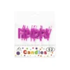 Metallic Happy Birthday Magenta Candle Set