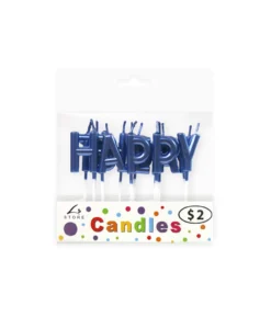 Metallic Happy Birthday Royal Blue Candle Set