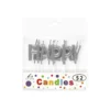 Metallic Happy Birthday Silver Candle Set