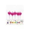 Metallic Magenta Heart Candles 5pk