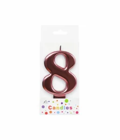 Metallic Rose Gold Number Candle 8
